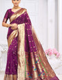 Majesty Wine Paithani Silk Saree With Blissful Blouse Piece