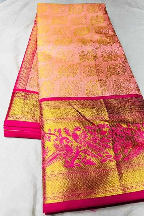 Load image into Gallery viewer, Extraordinary Baby Pink Soft Banarasi Silk Saree With Impressive Blouse Piece
