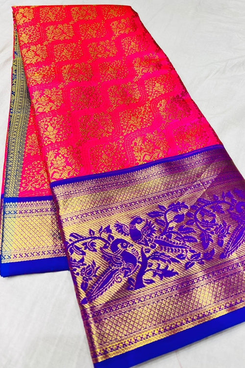 Load image into Gallery viewer, Sophisticated Dark Pink Soft Banarasi Silk Saree With Impressive Blouse Piece
