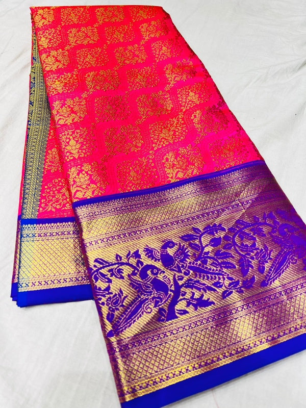 Sophisticated Dark Pink Soft Banarasi Silk Saree With Impressive Blouse Piece