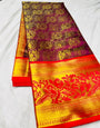 Attractive Purple Soft Banarasi Silk Saree With Impressive Blouse Piece