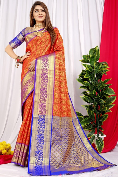 Load image into Gallery viewer, Refreshing Red Soft Banarasi Silk Saree With Impressive Blouse Piece
