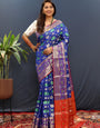 Beleaguer Blue Patola Silk Saree with Exemplary Blouse Piece