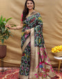 Winsome Dark Green Paithani Silk Saree With Ethnic Blouse Piece