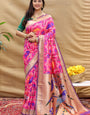 Fancifull Dark Pink Paithani Silk Saree With Classic Blouse Piece