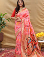 Breathtaking Pink Paithani Silk Saree With Delightful Blouse Piece