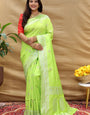 Transcendent Parrot Soft Banarasi Silk Saree With Prodigal Blouse Piece