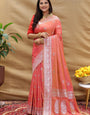 Precious Pink Soft Banarasi Silk Saree With Attractive Blouse Piece