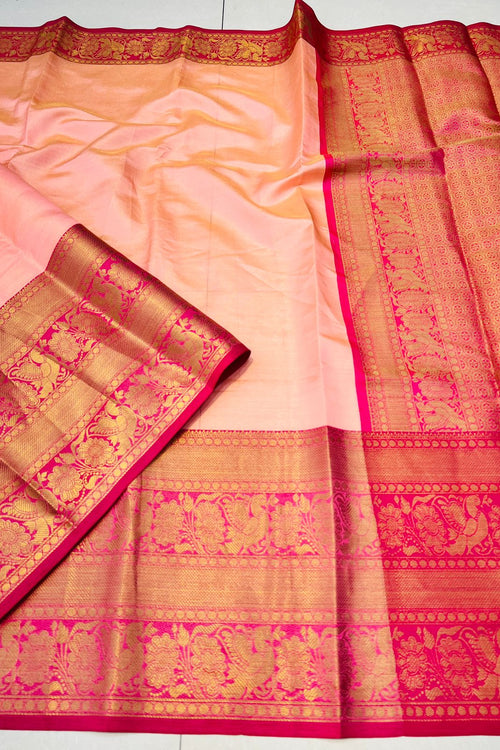 Peach Slush Sorbet 2gm Pure Zari Bridal Elegance Kanchipuram Handloom –  Capell Haute Couture