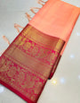 Enchanting Pink Kanjivaram Silk Saree With Splendorous Blouse Piece