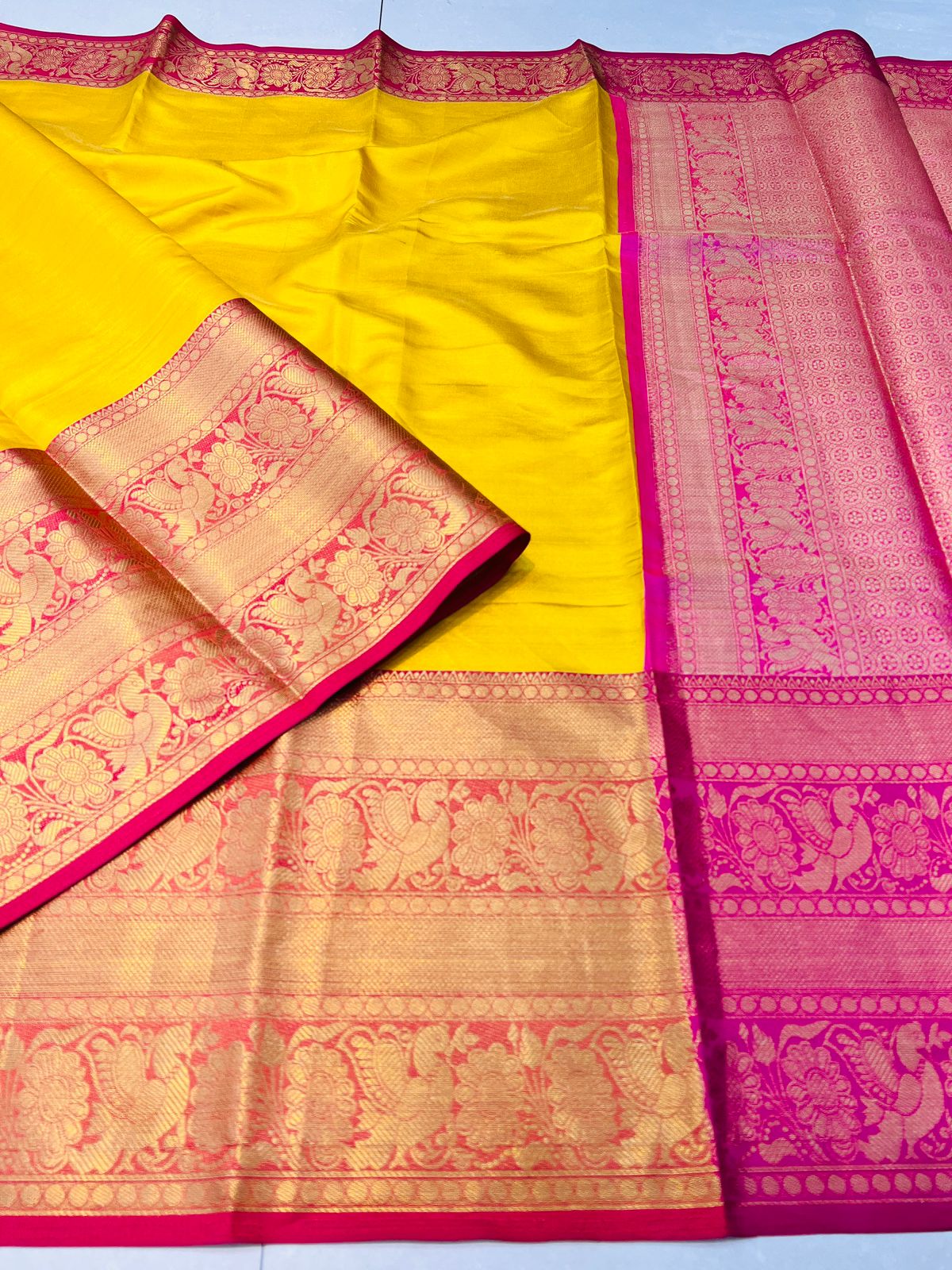 Buy Orange Pure Handloom Plain Kanjivaram Silk Saree Online at  Unnatisilks.com|UNM64308