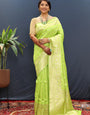 Evocative Parrot Soft Banarasi Silk Saree With Mellifluous Blouse Piece