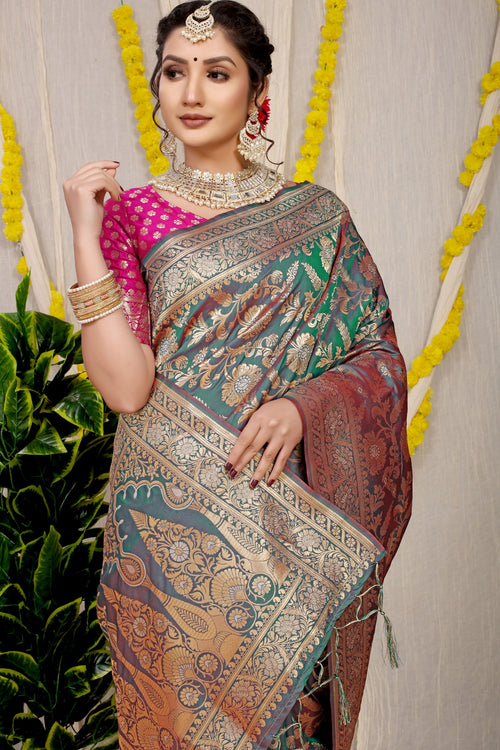 Load image into Gallery viewer, Gratifying Grey Soft Banarasi Silk Saree With Nemesis Blouse Piece
