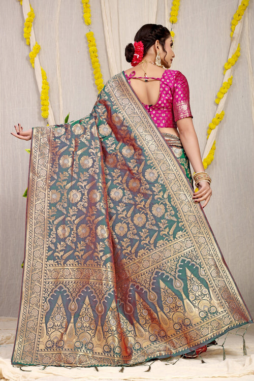 Load image into Gallery viewer, Gratifying Grey Soft Banarasi Silk Saree With Nemesis Blouse Piece
