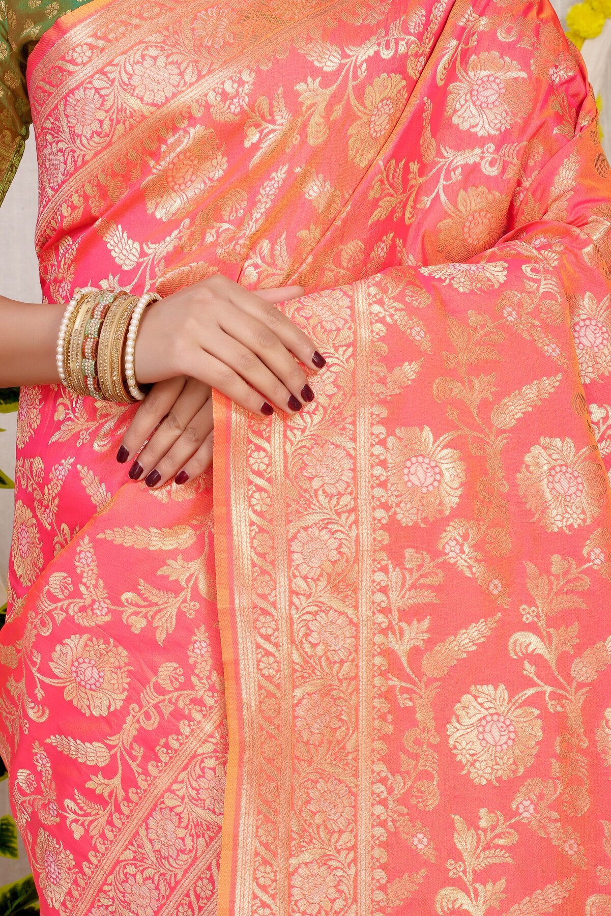 Gleaming Orange Soft Banarasi Silk Saree With Nemesis Blouse Piece