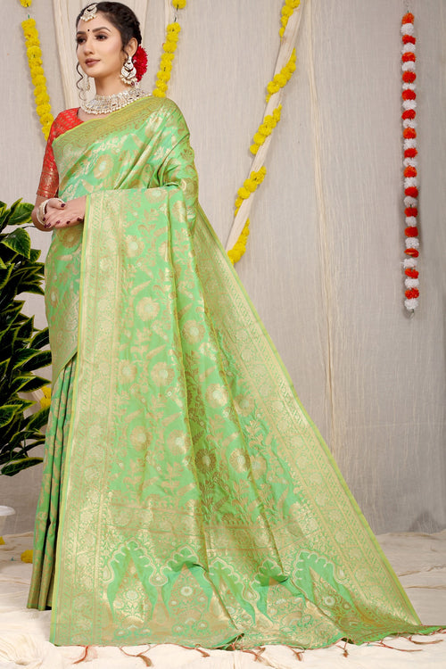 Load image into Gallery viewer, Lovely Parrot Soft Banarasi Silk Saree With Nemesis Blouse Piece
