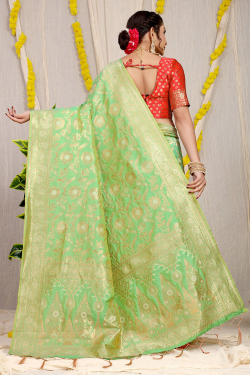 Load image into Gallery viewer, Lovely Parrot Soft Banarasi Silk Saree With Nemesis Blouse Piece
