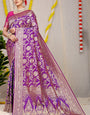 Stylish Purple Soft Banarasi Silk Saree With Nemesis Blouse Piece