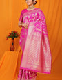 Stunning Dark Pink Kanjivaram Silk With Scintilla Blouse Piece