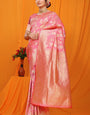 Gorgeous Pink Kanjivaram Silk With Scintilla Blouse Piece