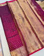 Splendorous Wine Soft Banarasi Silk Saree With Denouement Blouse