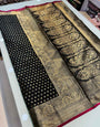 Redolent Black Soft Banarasi Silk Saree With Susurrous Blouse