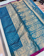 Improbable Firozi Soft Banarasi Silk Saree With Supernal Blouse