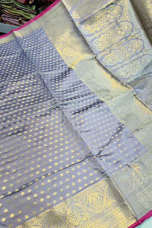 Load image into Gallery viewer, Jubilant Grey Soft Banarasi Silk Saree With Scintillating Blouse
