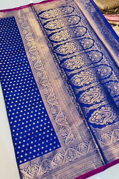 Load image into Gallery viewer, Panache Royal Blue Soft Banarasi Silk Saree With Rhapsody Blouse
