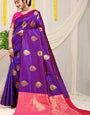 Charming Purple Banarasi Silk Saree With Engrossing Blouse Piece