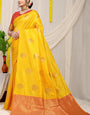 Eye-catching Yellow Banarasi Silk Saree With Engrossing Blouse Piece