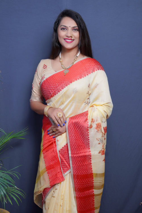 Load image into Gallery viewer, Elegant Yellow Linen Silk Saree With Glorious Blouse Piece
