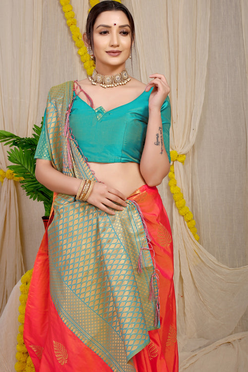 Load image into Gallery viewer, Desiring Peach Soft Banarasi Silk Saree With Lissome Blouse Piece
