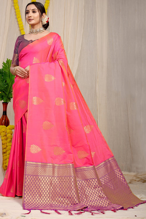 Load image into Gallery viewer, Hypnotic Pink Soft Banarasi Silk Saree With Lissome Blouse Piece
