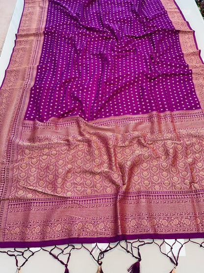 Piquant Purple Soft Banarasi Silk Saree With Fancifull Blouse Piece