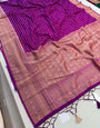 Piquant Purple Soft Banarasi Silk Saree With Fancifull Blouse Piece