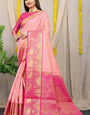 Sophisticated Baby Pink Kanjivaram Silk and Fugacious Blouse Piece