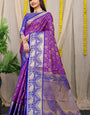 Gorgeous Purple Kanjivaram Silk and Fugacious Blouse Piece