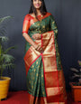 Confounding Green Kanjivaram Silk With Conflate Blouse Piece