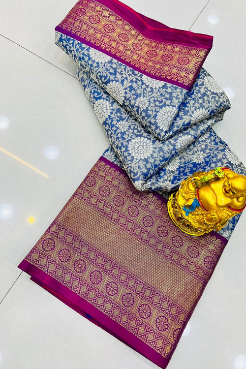 Load image into Gallery viewer, Admirable Blue Kanjivaram Silk With Pleasant Blouse Piece
