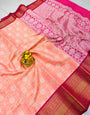 Conflate Peach Kanjivaram Silk With Dissemble Blouse Piece