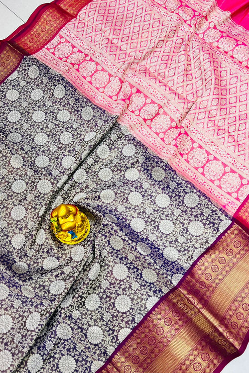 Load image into Gallery viewer, Stunner Purple Kanjivaram Silk With Fairytale Blouse Piece
