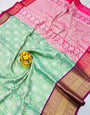A glam Sea Green Kanjivaram Silk With Classic Blouse Piece
