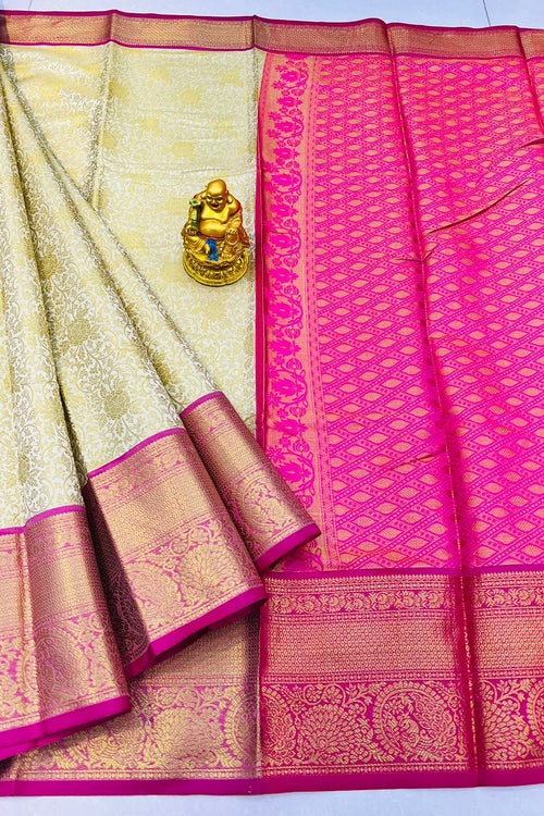 Load image into Gallery viewer, Trendy Beige Kanjivaram Silk With Marvellous Blouse Piece
