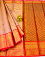 Unique Peach Kanjivaram Silk With Phenomenal Blouse Piece