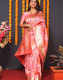 Eye-catching Baby Pink Kanjivaram Silk With Engaging Blouse Piece