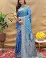 Flattering Blue Soft Banarasi Silk Saree With Mesmerising Blouse Piece