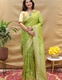 Jazzy Green Soft Banarasi Silk Saree With Prominent Blouse Piece
