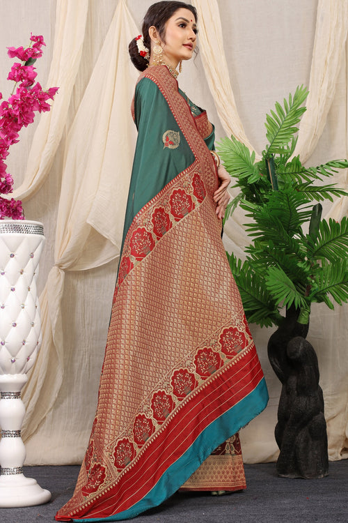 Load image into Gallery viewer, Murmurous Dark Green Kanjivaram Silk With Sizzling Blouse Piece
