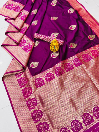 Mellifluous Purple Kanjivaram Silk With Sizzling Blouse Piece